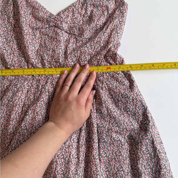 dRA Pink Blossom Floral Midi Dress Small S Tie Lace Up Back  Cottagecore Light - Picture 4 of 12